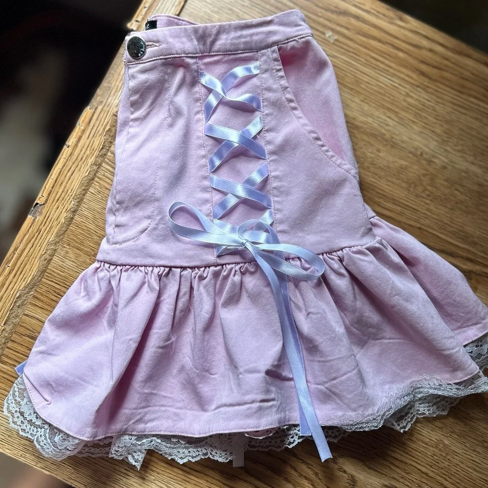 Sweet Society Pastel Lace Trim Mini Skirt - Picture 2 of 4